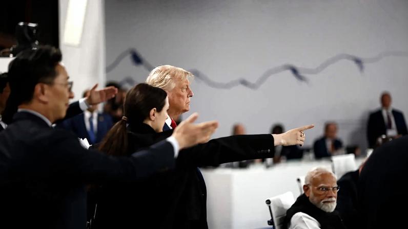 Trump na cúpula do G7 em Évian-les-Bains, na França (Foto: EFE/EPA/YOAN VALAT)