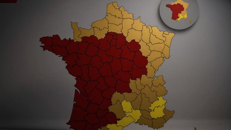 O alerta meteorológico da França coloca grande parte do oeste e do centro em vigilância absoluta (vermelho)