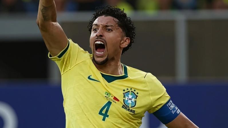 Marquinhos durante Brasil x Marrocos, na Copa do Mundo