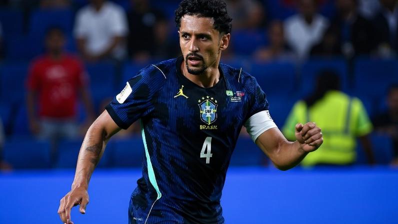 Marquinhos em ação durante Brasil x Haiti, partida da Copa do Mundo