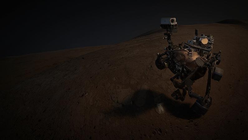 Os cientistas classificaram essa 1ª identificação de “um tipo de rocha contendo granada em um meteorito marciano” como “significativa”; na foto, "selfie" do rover Perseverance em Marte em 2021