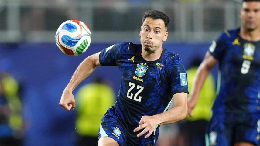 Martinelli em ação durante Brasil x Haiti, duelo da Copa do Mundo