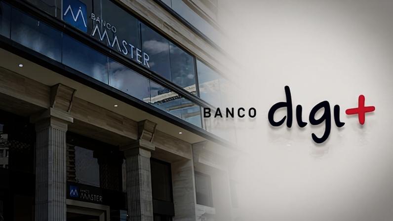 Montagem com imagens de fachada dos bancos Master (esq.) e Digimais (direita) - Metrópoles