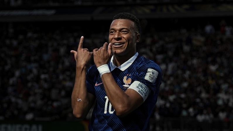 Mbappé, da França, comemora gol contra Senegal na Copa do Mundo