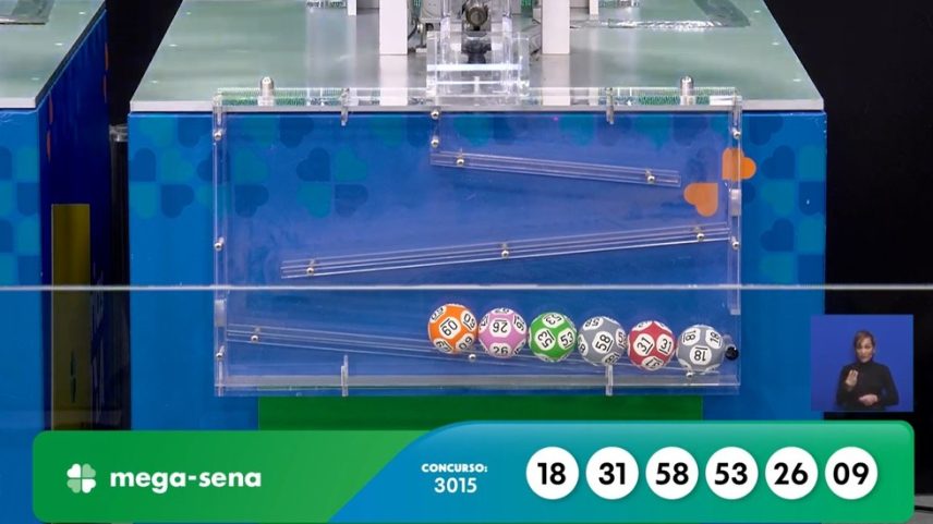Resultado do sorteio número 3.015 da mega-sena. — Foto: Loterias Caixa