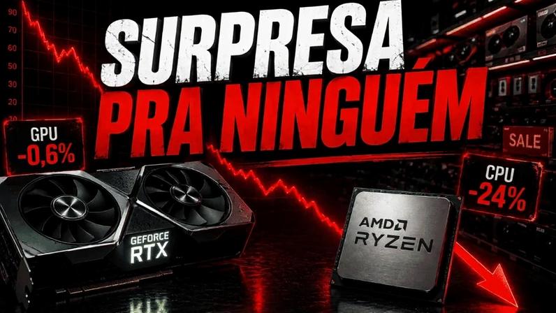 Mercado de PCs desacelera: GPUs e CPUs caem com alta de memória