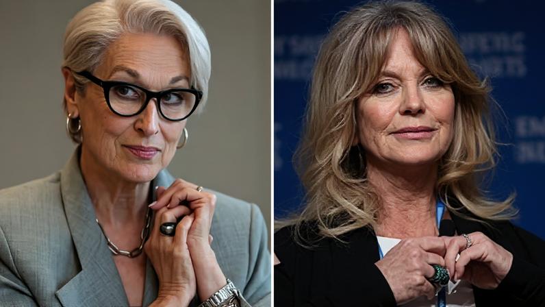 Meryl Streep em 'O Diabo Veste Prada 2' e Goldie Hawn em evento recente — Foto: Divulgação/Getty