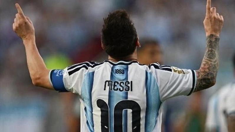 Messi comemora gol na Copa do Mundo