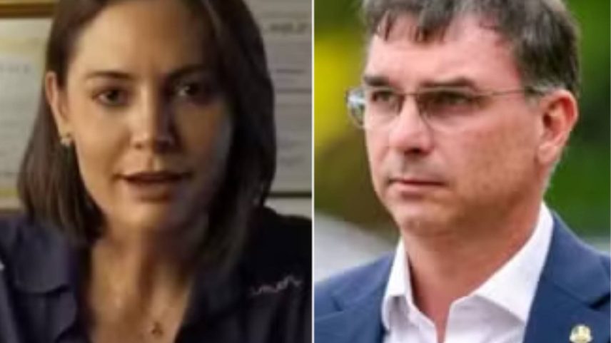 Michelle e Flávio Bolsonaro — Foto: Reprodução