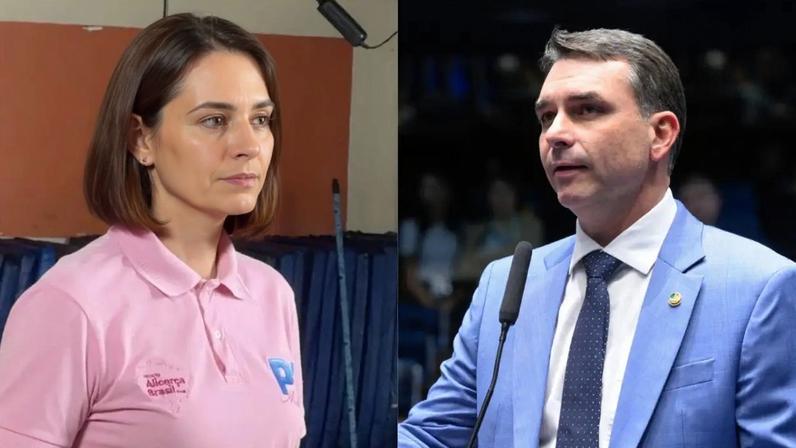 Michelle e Flávio Bolsonaro (Reprodução/Instagram e Carlos Moura/Agência Senado)