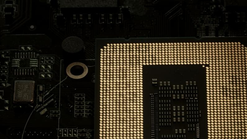 Placa-mãe e chip de computador em ilustração