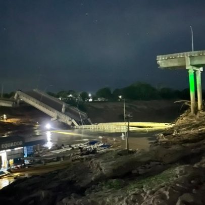Vídeo mostra queda de ponte no interior do Acre durante travessia