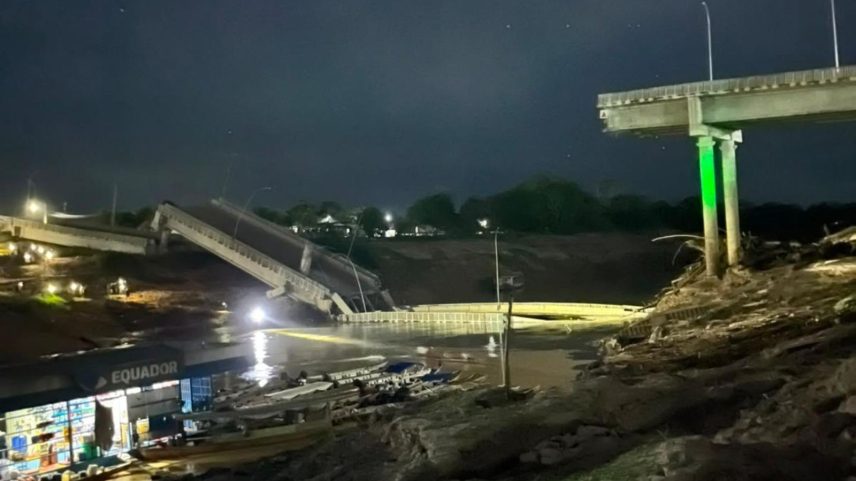 VÍDEO mostra momento em que ponte desaba no interior do Acre