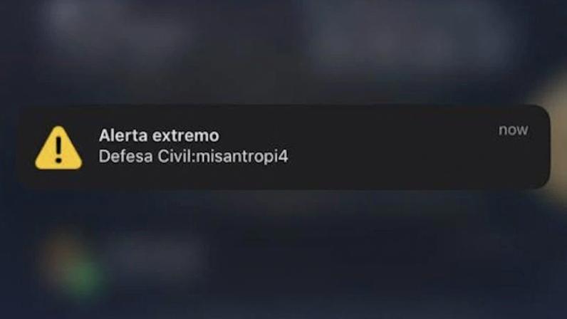Na imagem, screenshot do alerta recebido por moradores do Distrito Federal neste sábado (20.jun)