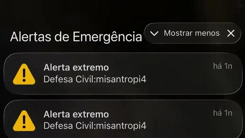 Alerta da defesa civil: palavra enigmática, sem qualquer sentido