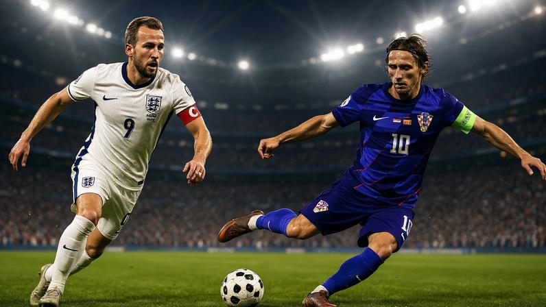 Kane e Modric se enfrentam na estreia da Copa do Mundo de 2026 — Foto: Arte IA