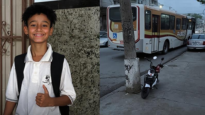 Acidente entre ônibus e bicicleta elétrica deixou uma criança de 9 anos morta na Estrada do Itararé, em Bonsucesso. As circunstâncias da colisão são investigadas pela Polícia Civil.