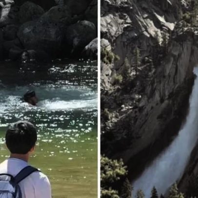 Jovem registra momento de homem arrastado por correnteza até cachoeira de 180 m