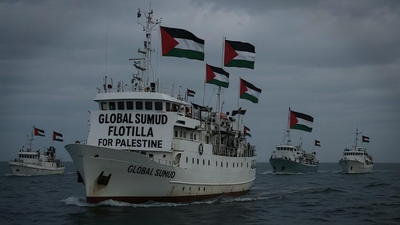 Flotilha Global Sumud seguia com ajuda humanitária a Gaza quando foi interceptada