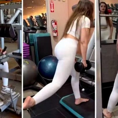 Nana Gouvea compartilha vídeo de treino e critica look com calça branca