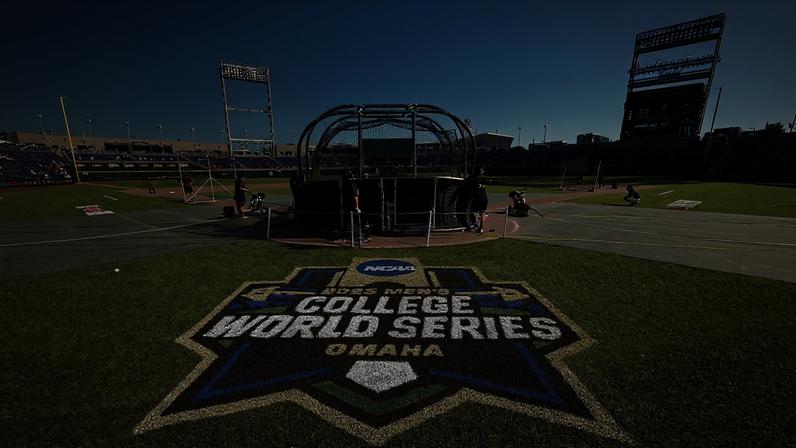 OMAHA, NEBRASKA - JUNE 21: A general view of the field prior to prior to Game 1 of the NCAA College World Series baseball finals between the Coastal Carolina Chanticleers and the LSU Tigers at Charles Schwab Field on June 21, 2025 in Omaha, Nebraska. (Photo by Jay Biggerstaff/Getty Images)