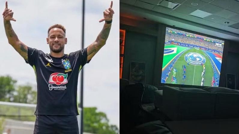Neymar Jr assiste jogo do Brasil na Copa do Mundo em casa — Foto: Reprodução/Instagram