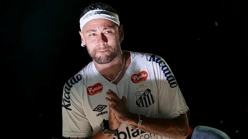Neymar durante apresentação como jogador do Santos; em 31 de janeiro de 2025