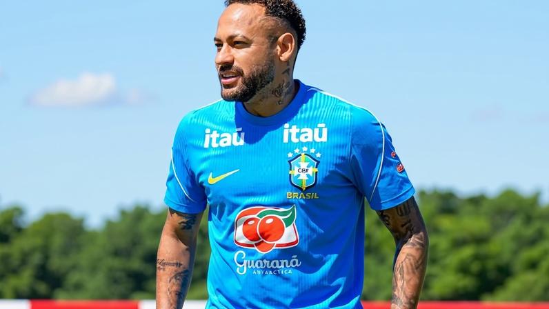 Neymar em ação durante treino da seleção brasileira nos Estados Unidos para a Copa do Mundo