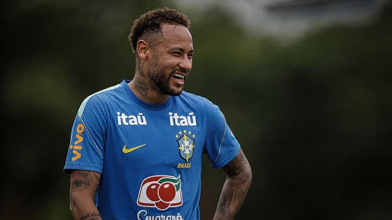 Neymar no treino da seleção