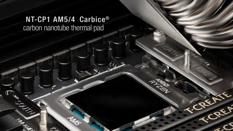 Imagem de thermal pad Carbice aplicado em CPU Ryzen