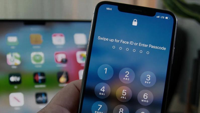 The notch at the top of an iPhone XS Max.