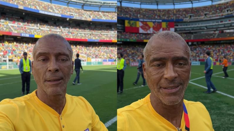 Montagem com fotos coloridas de Romário