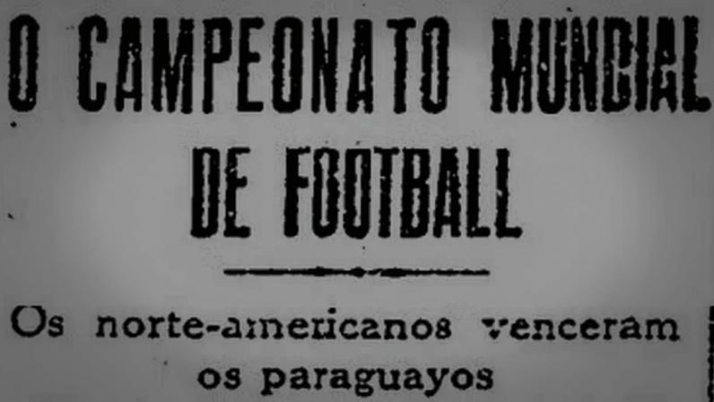 Reprodução de O Globo sobre EUA x Paraguai na Copa de 1930 — Foto: O Globo, 17/7/1930