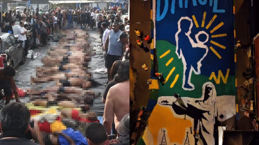 Montagem colorida de operação e rua decorada da Copa