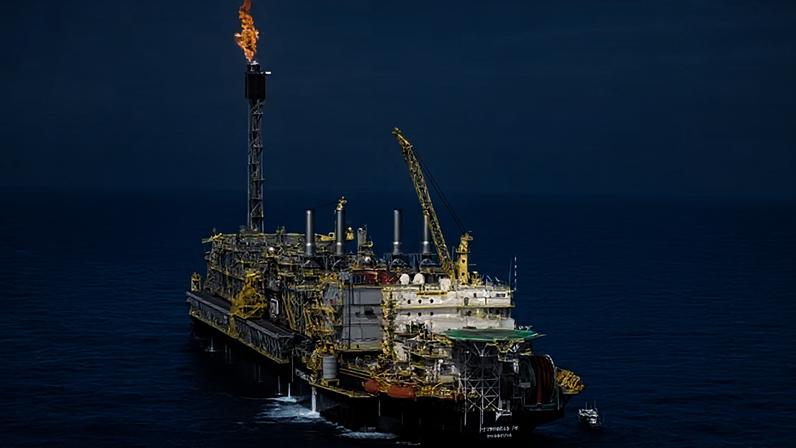 Plataforma P-76 está localizada no pré-sal da Bacia de Santos e é operada pela Petrobras