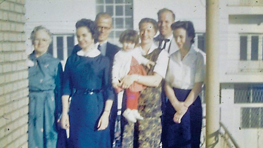 Ellen Bryan, far left, stands with members of the Tehran Church of Christ, which met at Ellen and Albert Bryan’s home during the 1950s.
