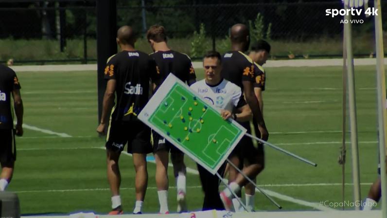 Painel tático da Seleção em treino desta quarta-feira — Foto: Leandro Pacheco/Sportv