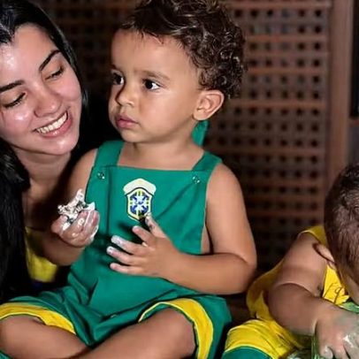 Ary Mirelle revela mêsversário de Joaquim com tema Copa e João Gomes remoto