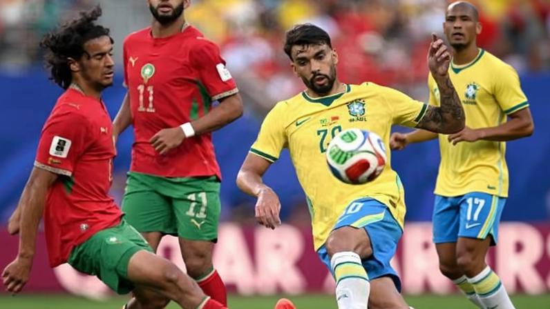 Paquetá em ação durante Brasil x Marrocos, partida da Copa do Mundo