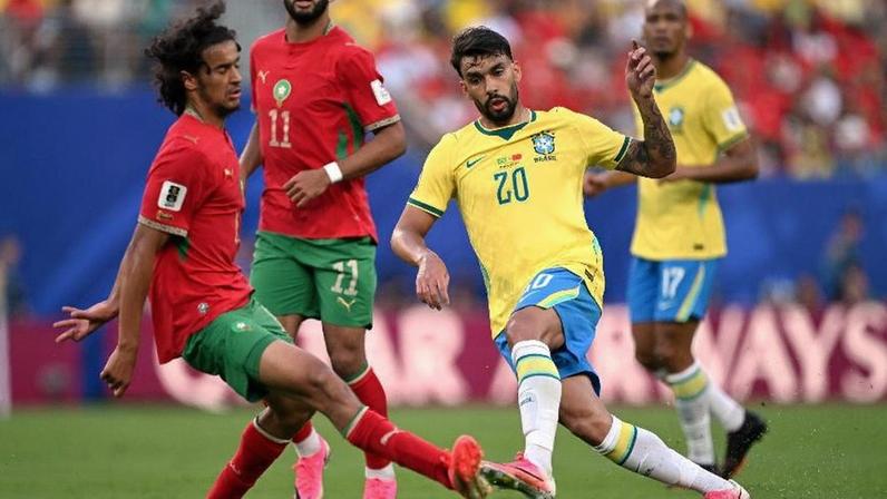 Paquetá em ação durante Brasil x Marrocos, partida da Copa do Mundo