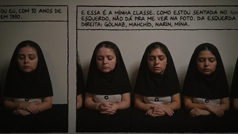 Marjane Satrapi se retrata em 'Persépolis', aos 10 anos: hijab é reflexo do regime islâmico - (Marjane Satrapi/Reprodução)