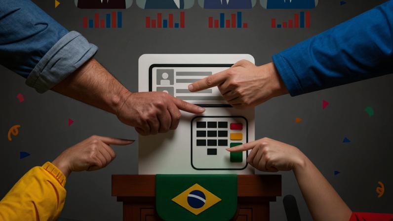 Articulista afirma que mesmo com todas as insuficiências e hesitações, Lula é o melhor que se tem por um bom tempo; na imagem, ilustração representando intenção de voto em eleição