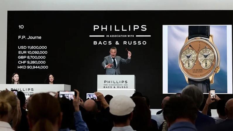 The moment the F.P. Journe Chronomètre à Résonance “Souscription, No. 007,” sold for $13.92 million.