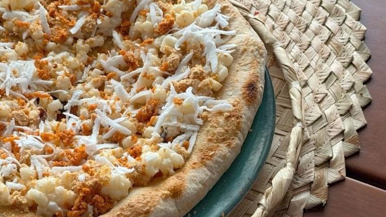 Pizza de canjica com paçoca