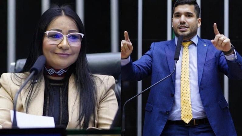 Sílvia Waiãpi (à esq.) e André Fernandes (à dir.) tiveram inquéritos arquivados por Moraes