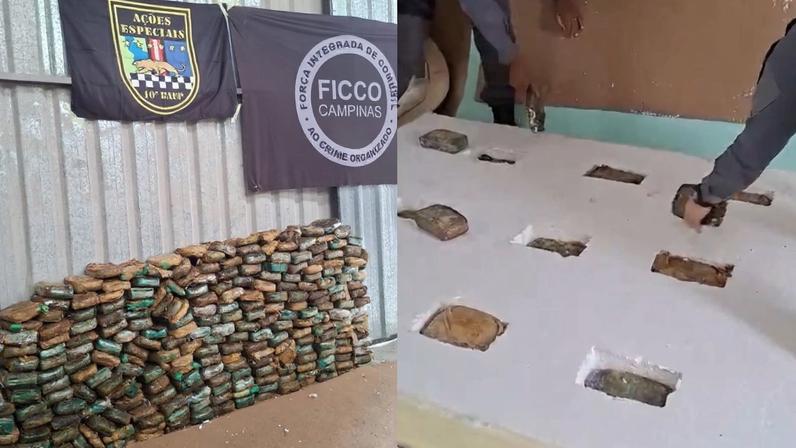 Polícia apreende 236 kg de drogas escondidas em colchões