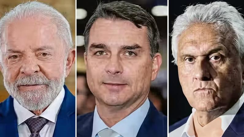 Montagem com pré-candidatos à Presidência em 2026: Lula, Flávio Bolsonaro, Ronaldo Caiado, Romeu Zema, Aldo Rebelo, Renan Santos, Cabo Daciolo, Augusto Cury e Samara Martins — Foto: Divulgação