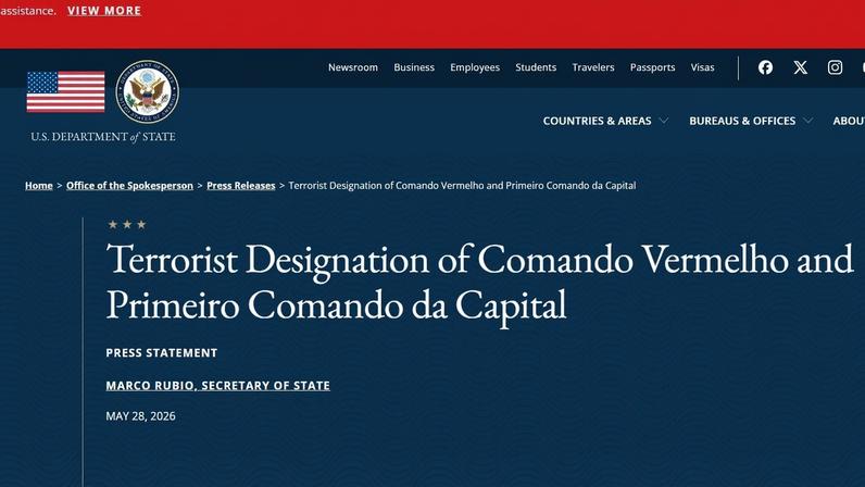 Classificação dos EUA de PCC e CV como terroristas entra em vigor