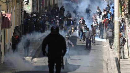 Protesto em La Paz, na Bolívia