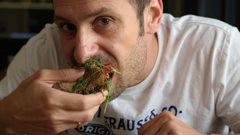 Homem comendo — Foto: Marina Raspopova / Unsplash